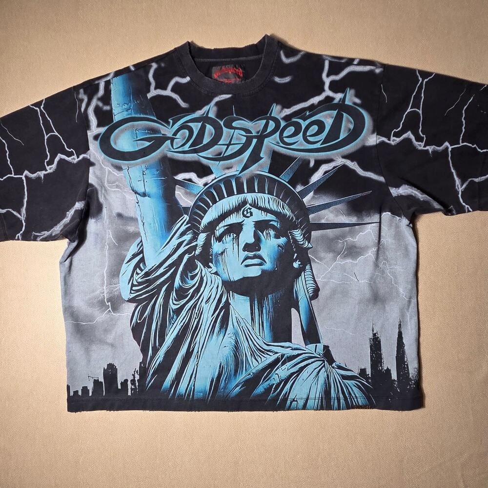 Godspeed New York Liberty Voltage Oversized Graphic Tee Black Blue XL StockX